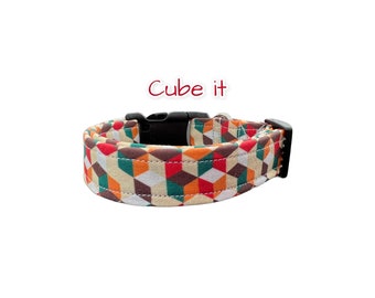Geometric dog collar, girl dog collar, boy dog collar, handmade dog collar, custom dog collar, adjustable collar, side release, washable