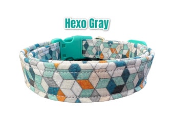 Geometric dog collar, girl dog collar, boy dog collar, handmade dog collar, custom collar, adjustable collar, side release, washable collar