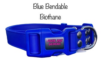 Waterproof biothane dog collar, bright blue Biothane dog collar, adjustable dog collar, side release dog collar, washable dog collar, Blue
