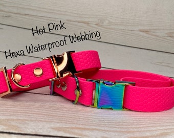 Waterproof dog collar, dog collar, neon pink dog collar, buckle dog collar, waterproof dog collar, Adjustable pvc Dog Collar, Hexa