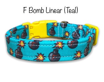 F Bomb dog collar, funny dog collar, obscene dog collar, washable, adjustable, side release collar, eco friendly collar, F bomb, dog collar