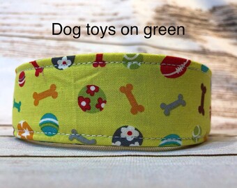 Handmade Green Dog Collar: Adjustable Fabric Side Release, handmade funny dog collars, side release, washable 