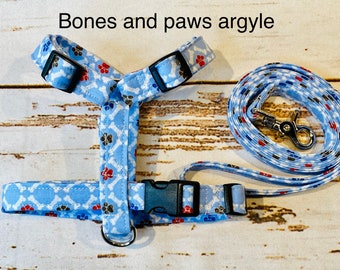 Dog harness, Harness and leash, step in harness, dog harness set, standard harness, roman dog harness, adjustable, argyle dog harness