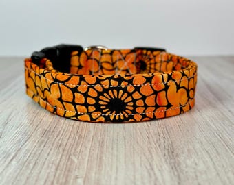 Halloween dog collar, boy dog collar, girl dog collar, handmade side release collar, washable fabric dog collar, spider web dog collar