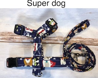 Dog harness, Harness and leash, step in harness, standard harness, roman dog harness, dog harness set, adjustable, super dog, boston terrier