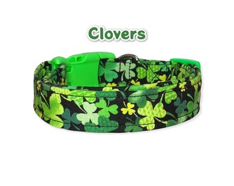Dog collar, dog collar boy, dog collar girl, shamrock dog collar, clover dog collar, side release collar, adjustable dog collar, washable,