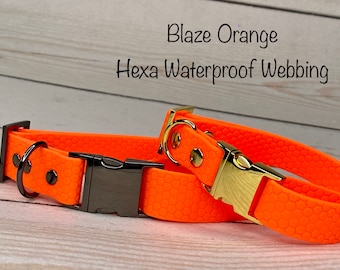 Waterproof dog collar, dog collar, blaze orange dog collar, buckle dog collar, waterproof dog collar, Adjustable pvc Dog Collar, Hexa