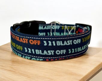 Blast Off Dog Collar: Handmade Adjustable Cotton Collar