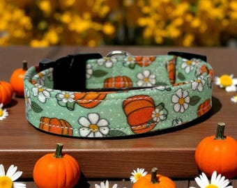 Pumpkin collar, food dog collar, handmade fabric dog collar, side release adjustable dog collar, funny dog collars, washable, gift for dog