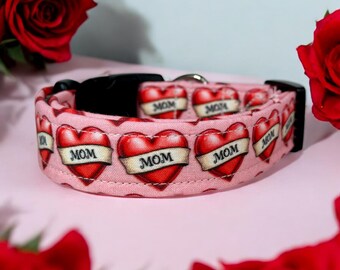 Mom tattoo dog collar, dog collar, handmade side release dog collar, funny dog collar, custom dog collar, washable, adjustable dog collar