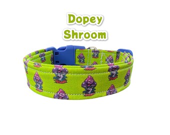 Mushroom dog collar, food dog collar, funny dog collar, girl dog collar, boy dog collar, handmade dog collar, washable, adjustable collar
