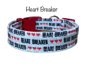 Heartbreaker dog collar, heartbreaker collar, cat collar, funny dog collar, eco friendly, adjustable, washable, male, female, gray, black