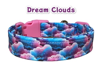 Cloud dog collar, dog collar, cat collar, side release collar, fabric collar, washable collar, fabric dog collar, adjustable collar, dream
