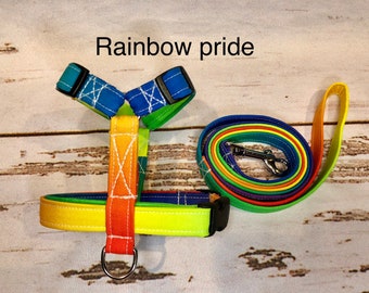 Dog harness, Harness and leash set, step in harness, standard harness, adjustable harness, rainbow dog harness, rainbow, pride, pride month