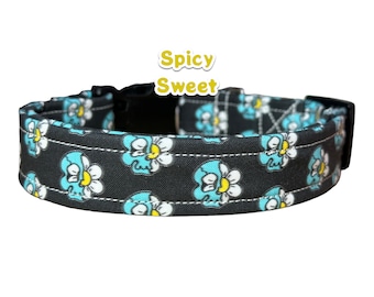 Daisy dog collar,  skull dog collar, funny dog collar, side release collar, adjustable collar, girl dog collar, dog collar, boy dog collar