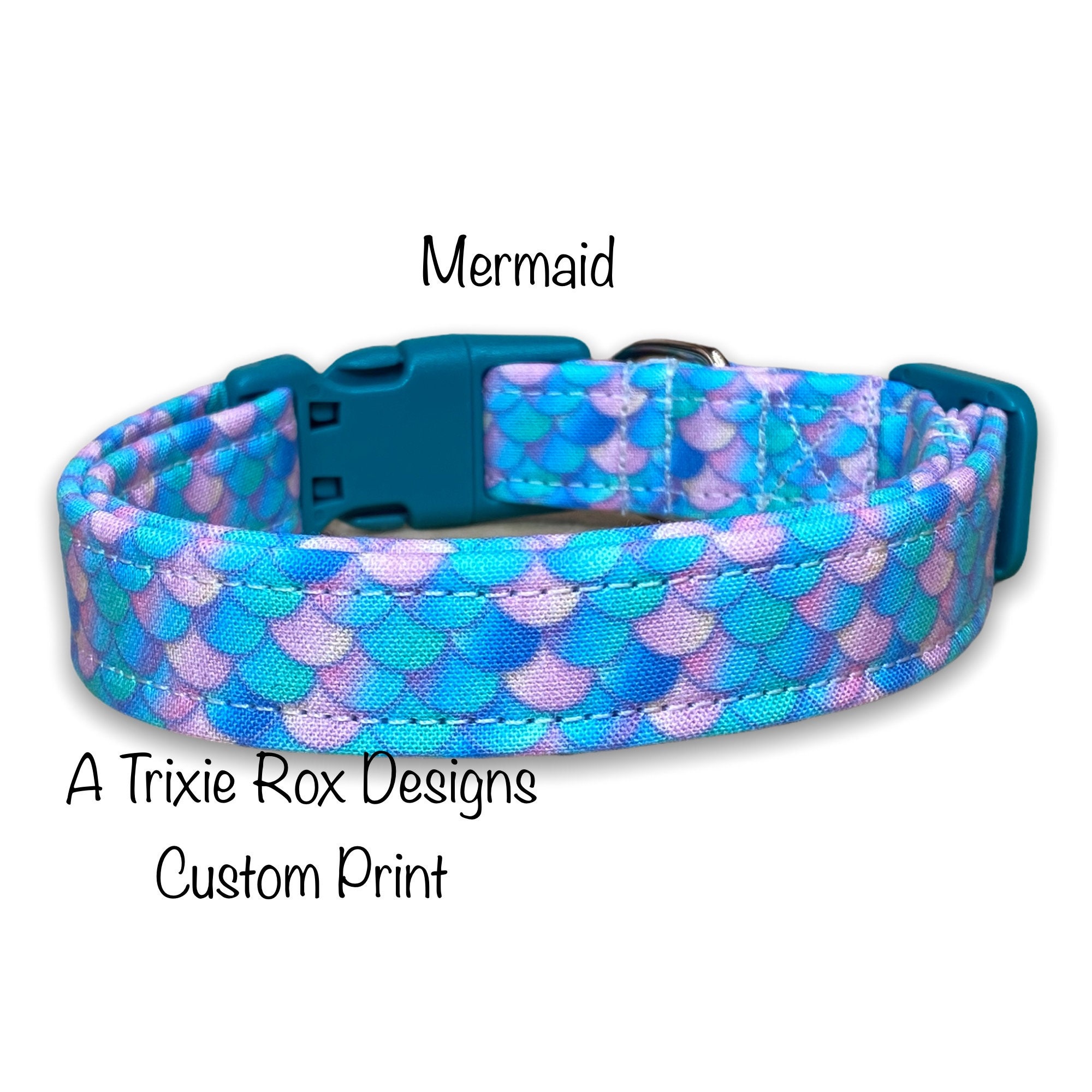 Mermaid dog collar, funny dog collar, girl dog collar, pink, blue