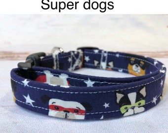 Dog Collar, super dog collar, hero dog collar, adjustable collar, buckle dog collar, martingale, nylon, super dog, boston terrier collar