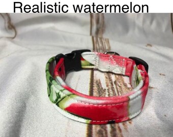 Watermelon dog collar, food dog collar, summer dog collar, washable, side release, adjustable collar, watermelon, girl, dog, collar, red