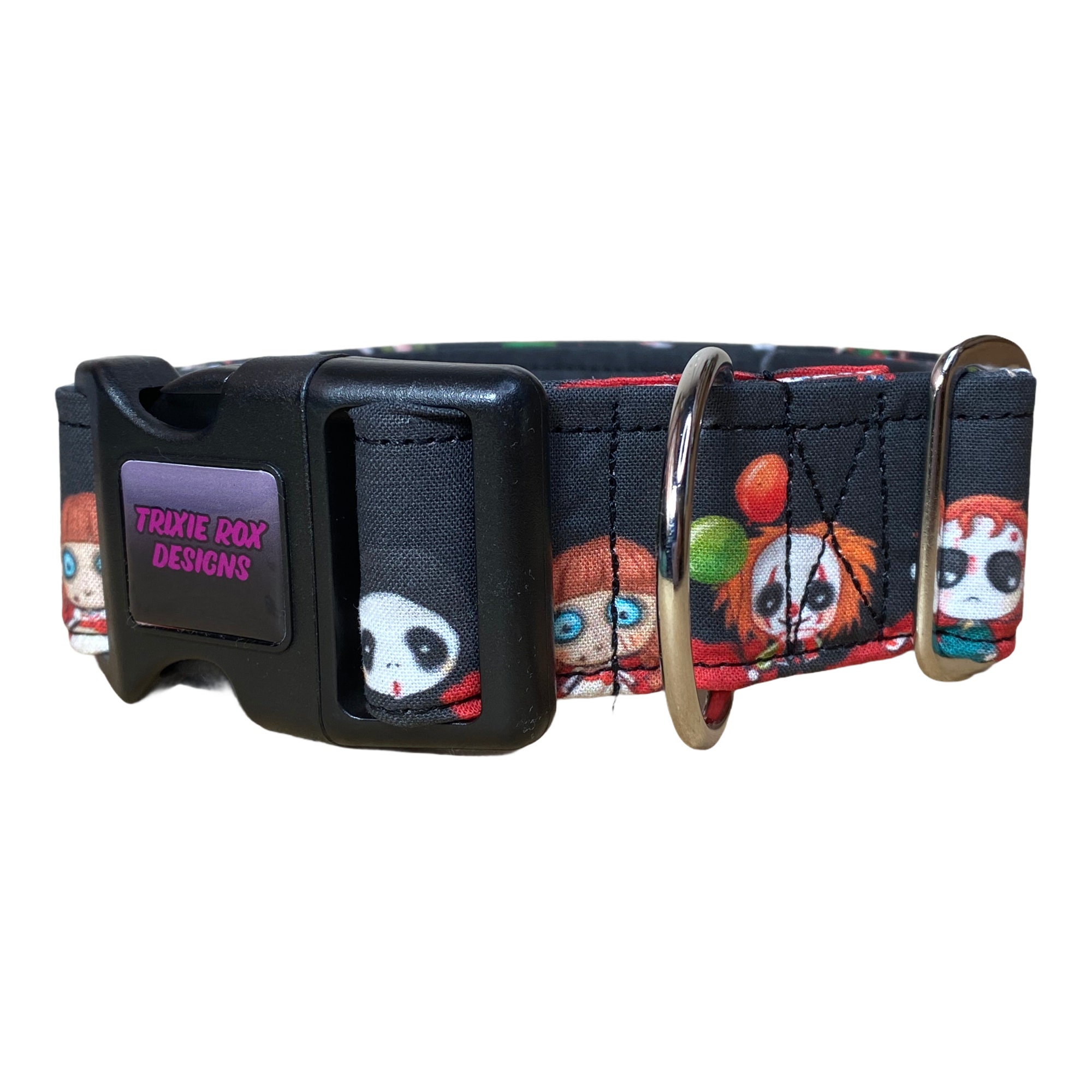 Horror movie dog collar, adjustable collar, washable collar, side