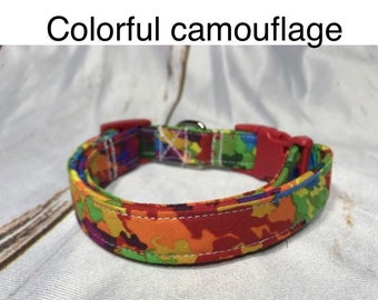 Colorful dog collar, rainbow dog collar, handmade dog collar, fabric dog collar, custom dog collar, side release, adjustable, washable