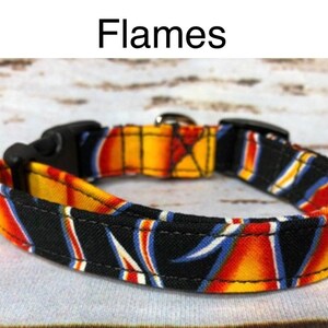 Flame Dog Collar: Fire Print, Adjustable, Washable