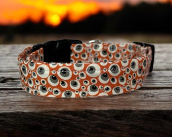 Creepy eyes dog collar, dog collar, handmade side release dog collar, funny dog collar, custom dog collar, washable adjustable dog collar