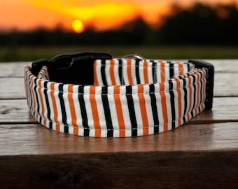 Halloween striped dog collar, dog collar, handmade side release dog collar, funny dog collar, custom dog collar, washable adjustable collar
