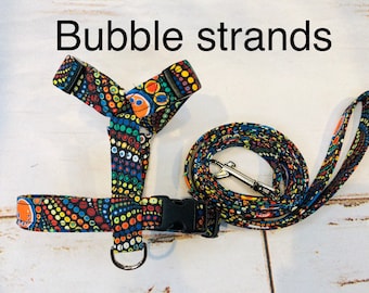 Dog harness, Harness and leash, step in harness, adjustable dog harness, dog halter, dog harness set, leash, roman dog harness, bubbles