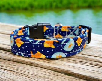 Gold Fish, Funny dog collar, dog collar, handmade side release dog collar, girl dog collar, custom dog collar, washable adjustable collar