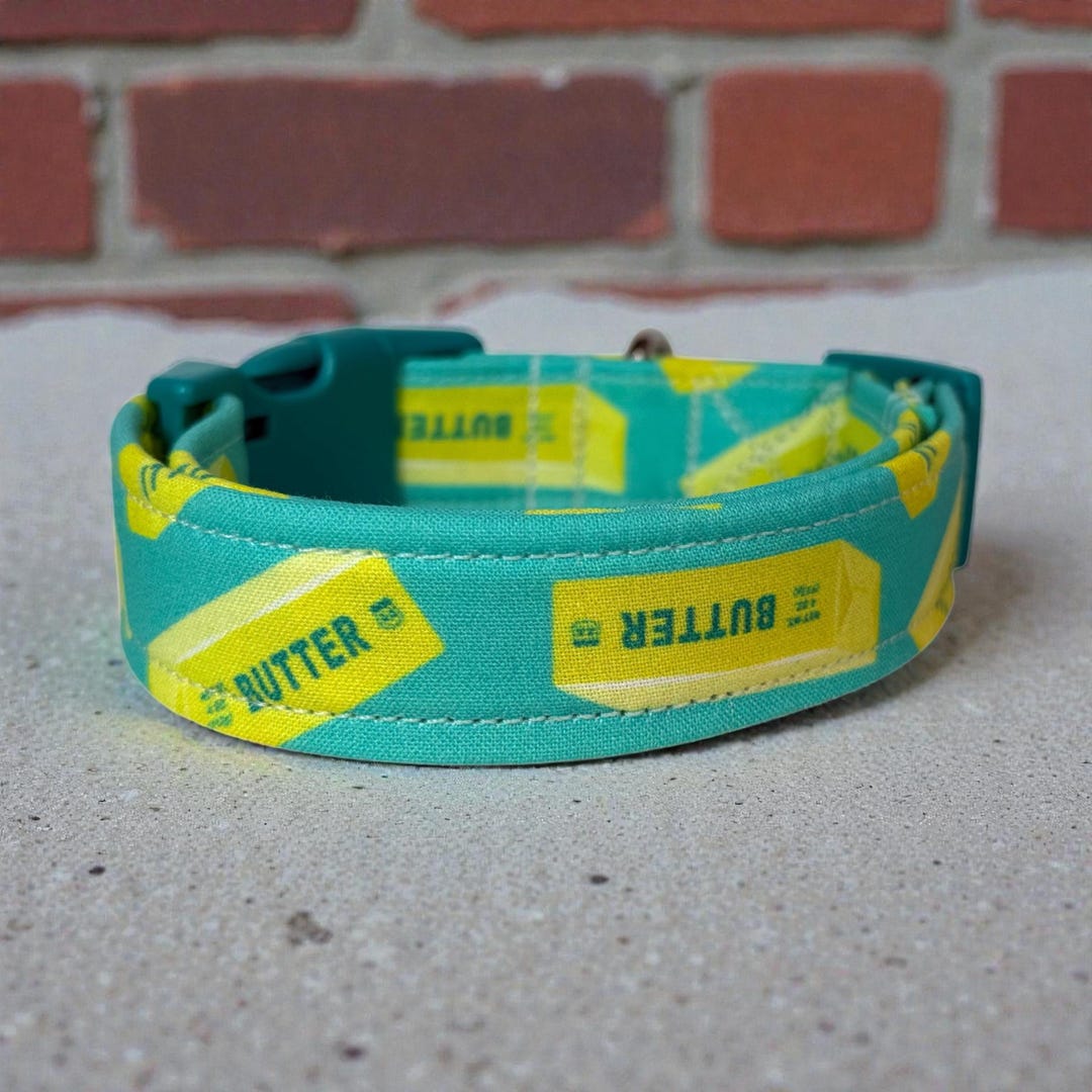Big Butter Funny Food Dog Collar: Handmade, Washable Fabric, Adjustable ...