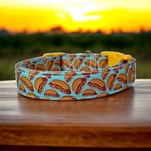Hot dog collar, food dog collar, funny dog collar, hot dog cat collar, side release adjustable, dog collar boy, dog collar girl, hot dogs