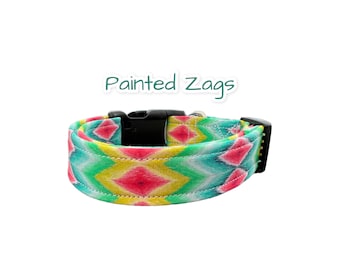 Zigzag dog collar, girl dog collar, boy dog collar, handmade dog collar, custom dog collar, adjustable collar, side release, washable collar