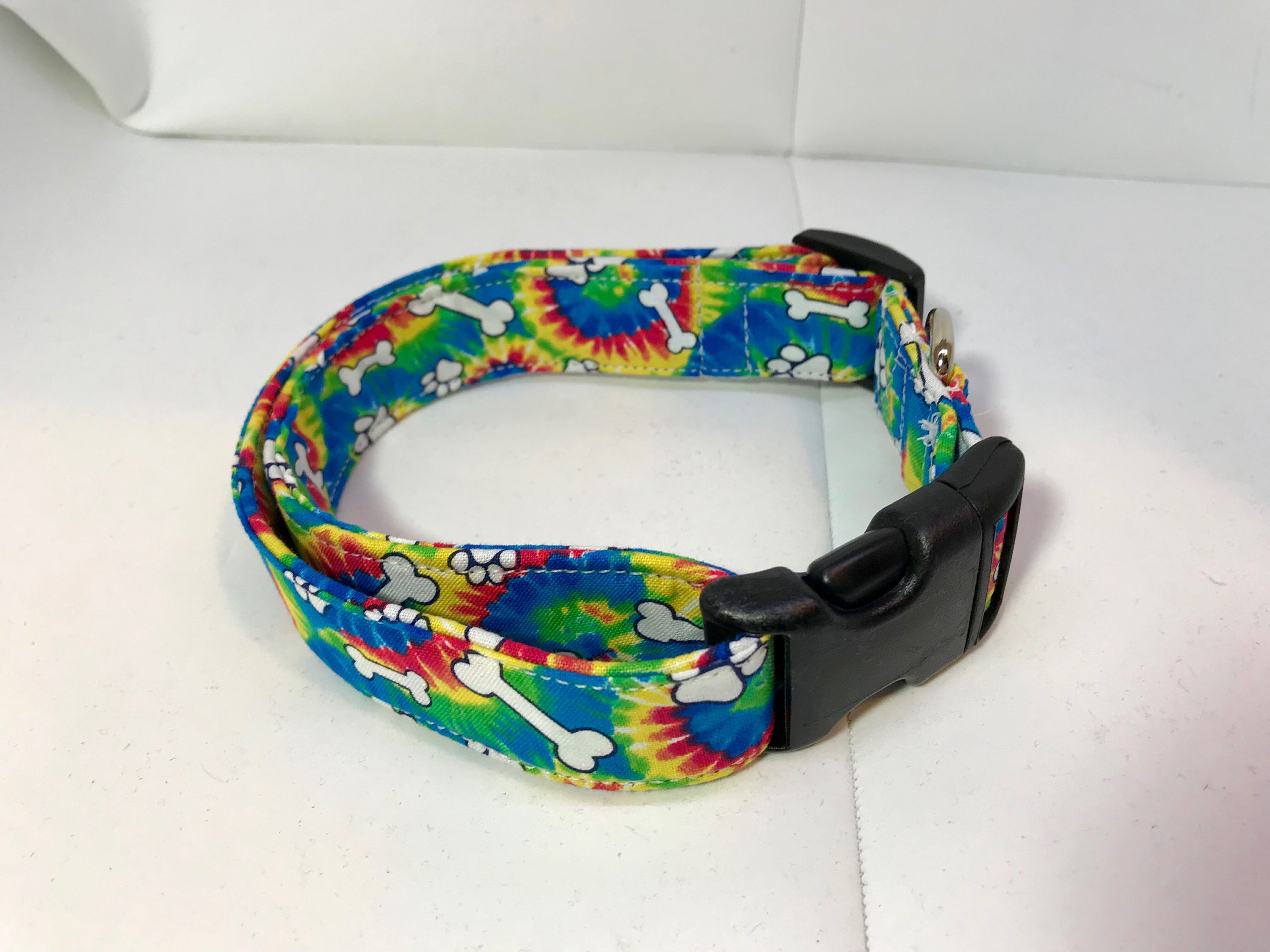 Tie dye dog collar, rainbow tie dye, dog collar, girl dog collar, boy