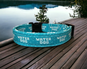 Water dog, dog collar, dock diving fan dog collar, side release adjustable collar, washable collar, fabric dog collar, handmade dog collar