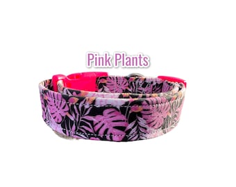 Plant dog collar, pink dog collar, fern dog collar, girl dog collar, boy dog collar, handmade dog collar, custom dog collar, washable