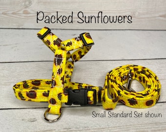 Dog harness, Harness and leash set, step in harness, standard harness, dog harness girl, dog halter, sunflower dog harness, sunflowers