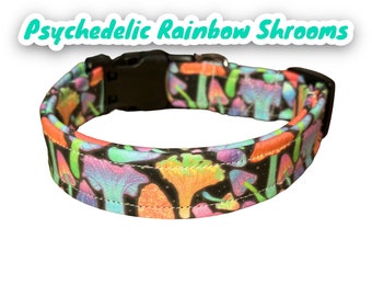 Funny dog collar, dog collar, mushroom dog collar, shrooms, side release adjustable collar, washable collar, dog collar girl, dog collar boy