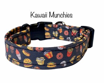 Kawaii dog collar, dog collar, food dog collar, funny dog collar, eco friendly collar, black dog collar, cat collar, pizza, fries, burgers