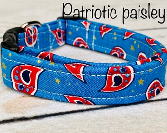 Dog Collar, Girl dog collar, boy dog collar, martingale collar, adjustable dog collar, paisley dog collar, patriotic dog collar, paisley