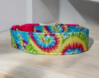Tie dye dog collar, girl dog collar, boy dog collar, pastel tie dye, handmade dog collar, cat collar, tie dye cat collar, side release