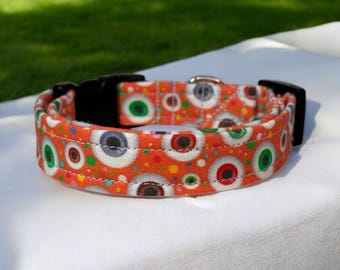 Creepy eyes dog collar, dog collar, handmade side release dog collar, funny dog collar, custom dog collar, washable adjustable dog collar