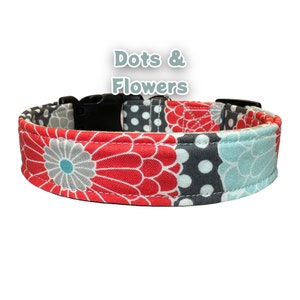 Floral Polka Dot Dog Collar: Handmade Adjustable Cotton Collar