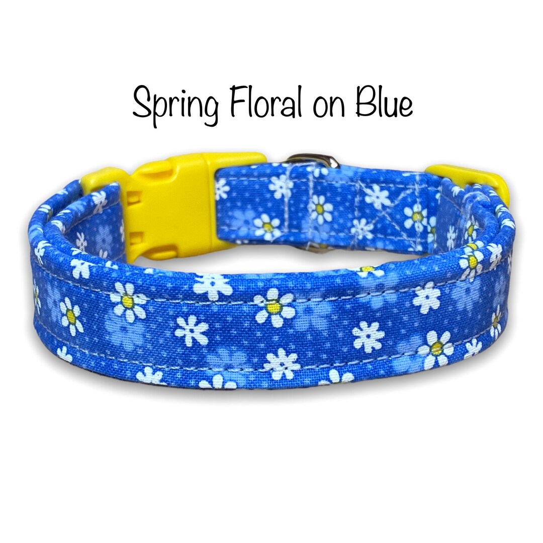 Floral Dog Collar Blue Dog Collar Girl Dog Collar Female Etsy
