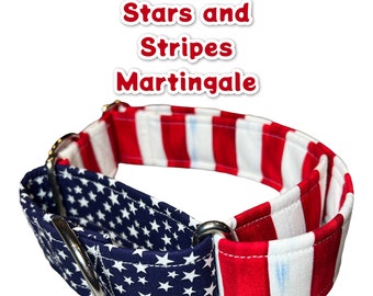 Stars and Stripes Martingale dog collar, adjustable martingale dog collar, choke collar, washable martingale collar, martingale collar
