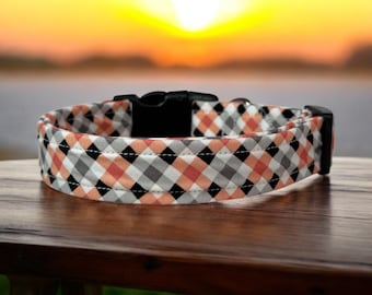 Halloween plaid dog collar, dog collar, handmade side release dog collar, funny dog collar, custom dog collar, washable adjustable collar