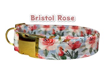 Floral dog collar, brass dog collar, dog collar girl, adjustable side release collar, brass hardware, dog collar, flower dog collar, female
