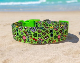 Summer vibes dog collar, Funny dog collar, dog collar, collar for dogs, handmade dog collar, washable adjustable dog collar, boy dog collar