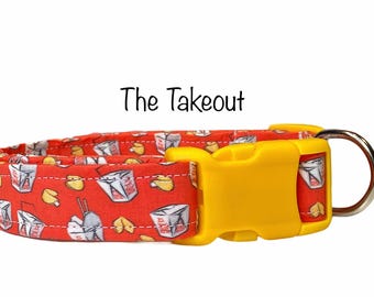 Chinese Food Takeout Dog Collar: Funny Eco-Friendly Collar, funny dog collar, side release, washable, adjustable 