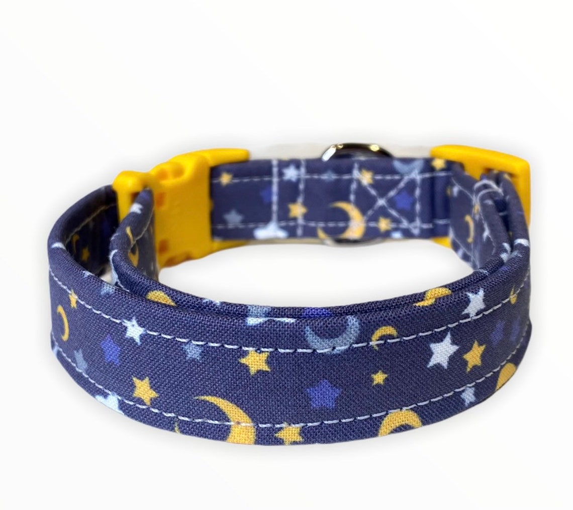 Dog Collar Moon Dog Collar Stars Dog Collar Fabric Dog Etsy