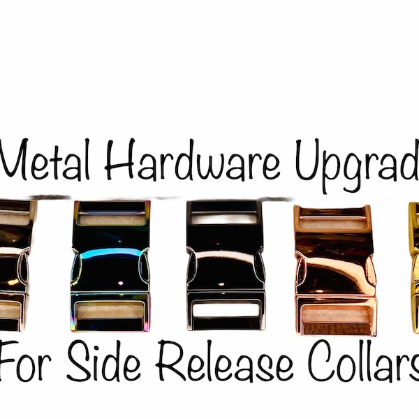 Metal buckle upgrade for adjustable side release collars, metal buckle, dog collar, rose gold, brass, silver, neo chrome, gunmetal gray